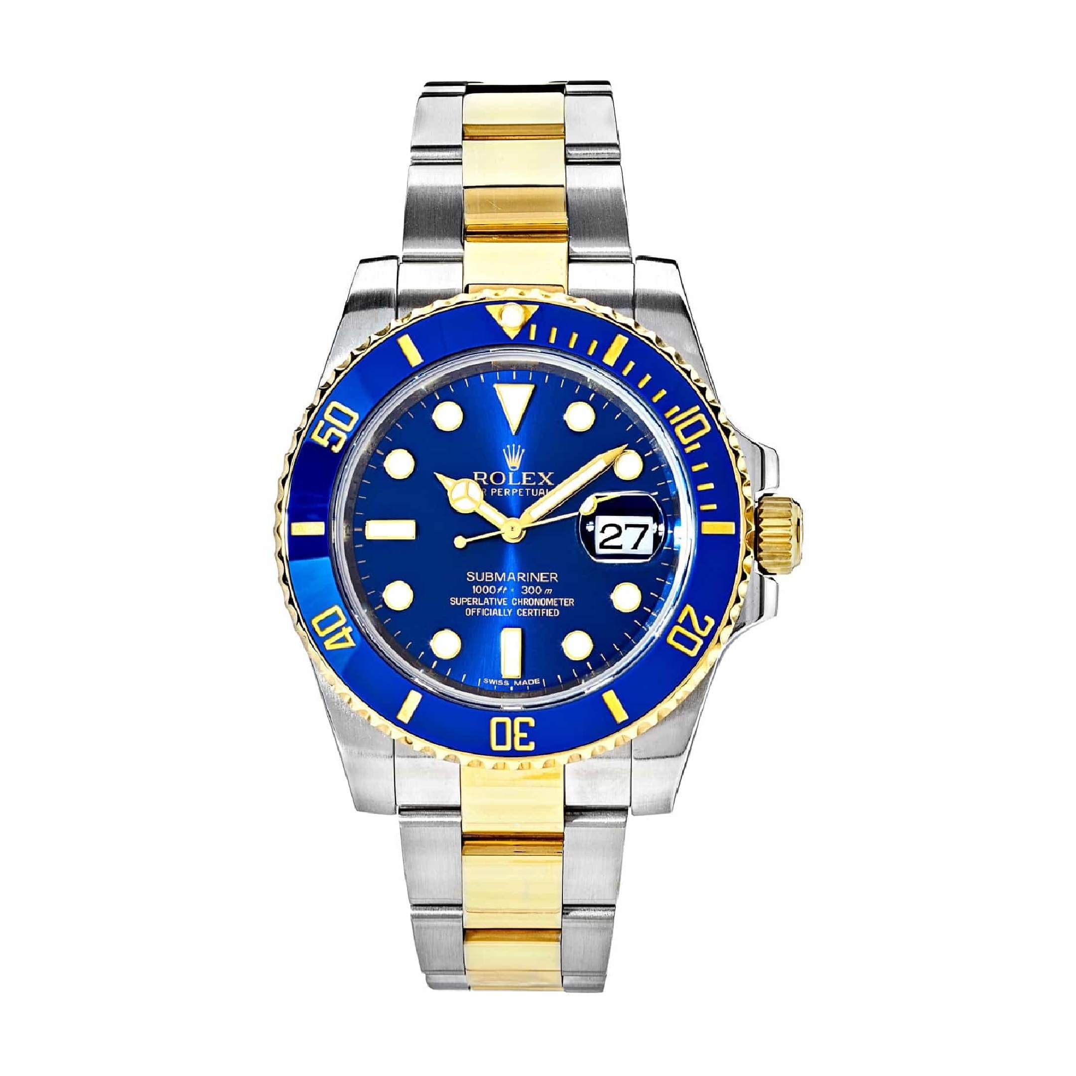 Rolex Submariner Bluesy Blue Index Dial Oyster Bracelet Mens Watch 116613lb-0005