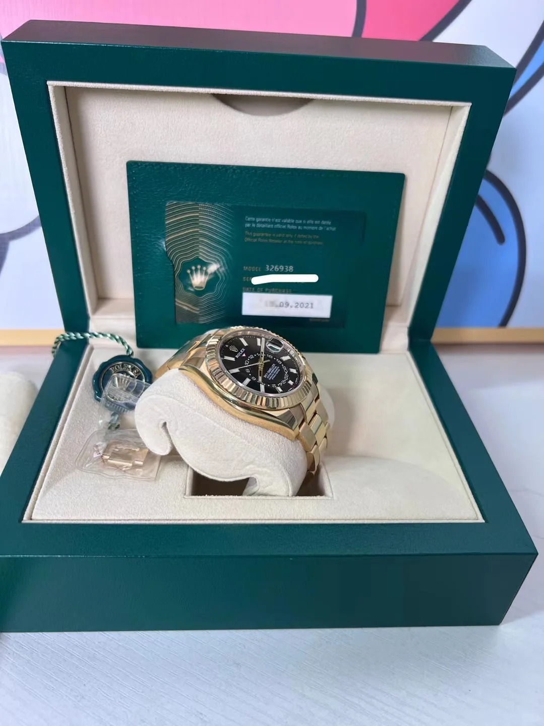 Rolex Sky-Dweller Black Dial Automatic 18kt Yellow Gold Watch 326938-0004