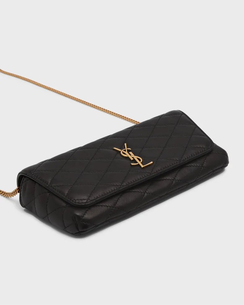 Gaby Phone Holder YSL Crossbody Bag in Quilted Smooth Leather