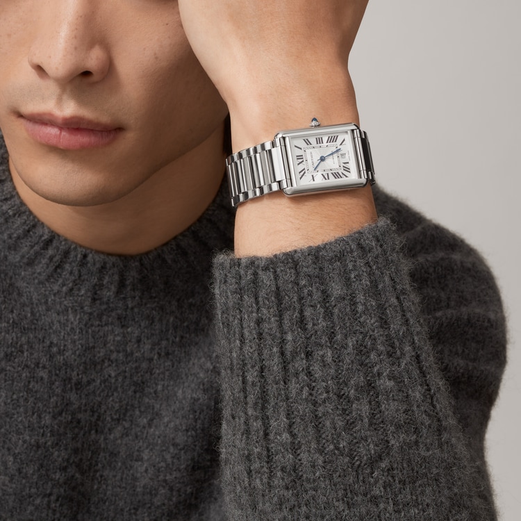 Tank Must watch Extra-large model Silvered flinqué dial 41 mm