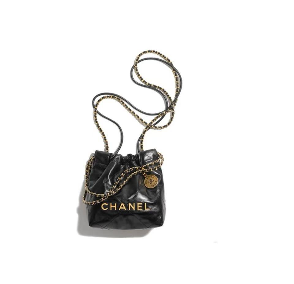 Chanel Mini 22 Bag Black Calfskin Gold Hardware