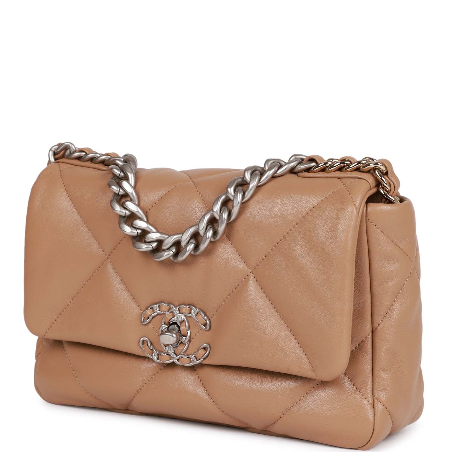 Chanel Medium 19 Flap Bag Beige Calfskin Mixed Hardware