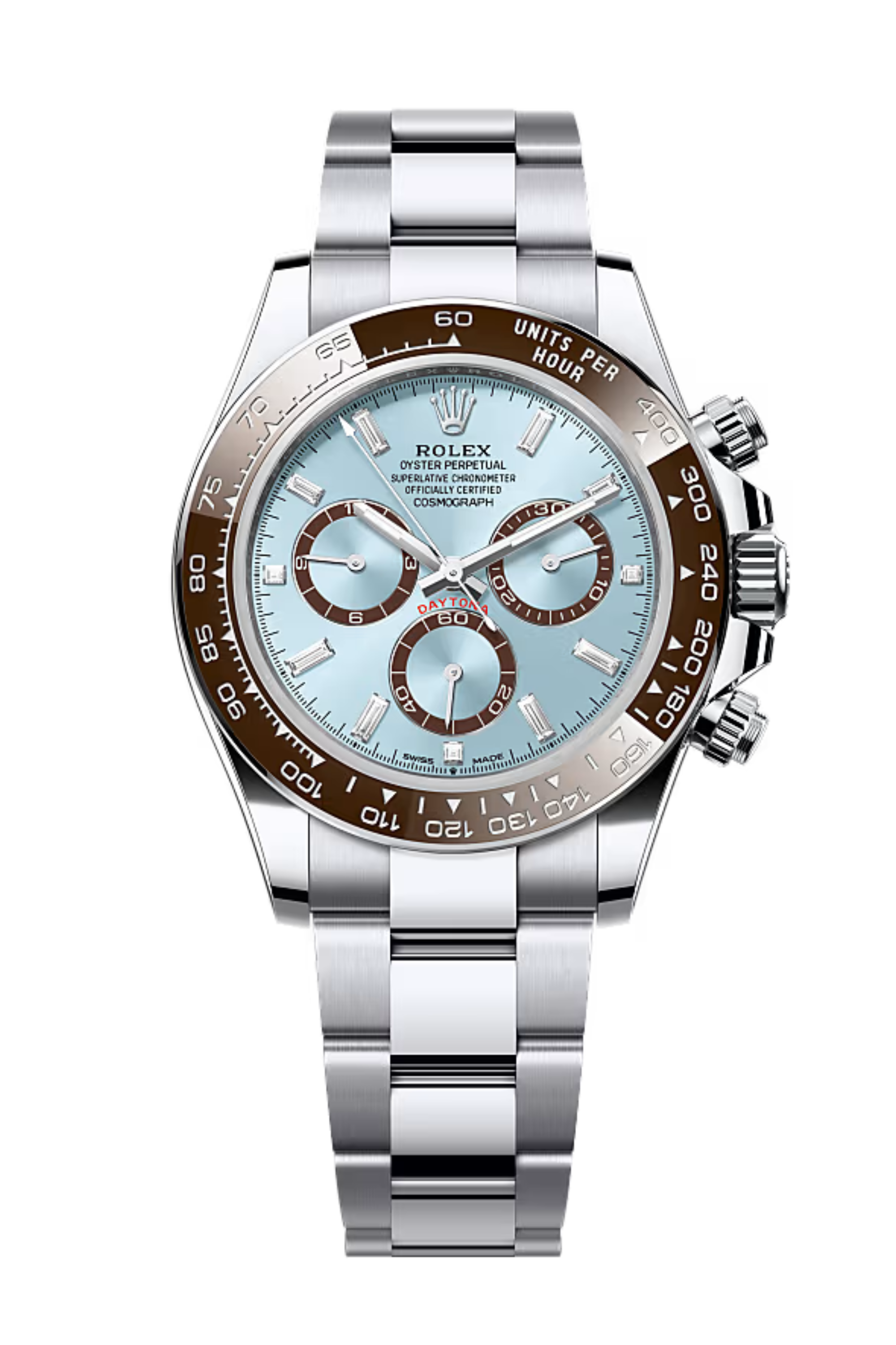 Rolex Cosmograph Daytona Platinum Ice-Blue Diamond-Set Dial and Chestnut Brown Bezel Men's Watch M126506-0002