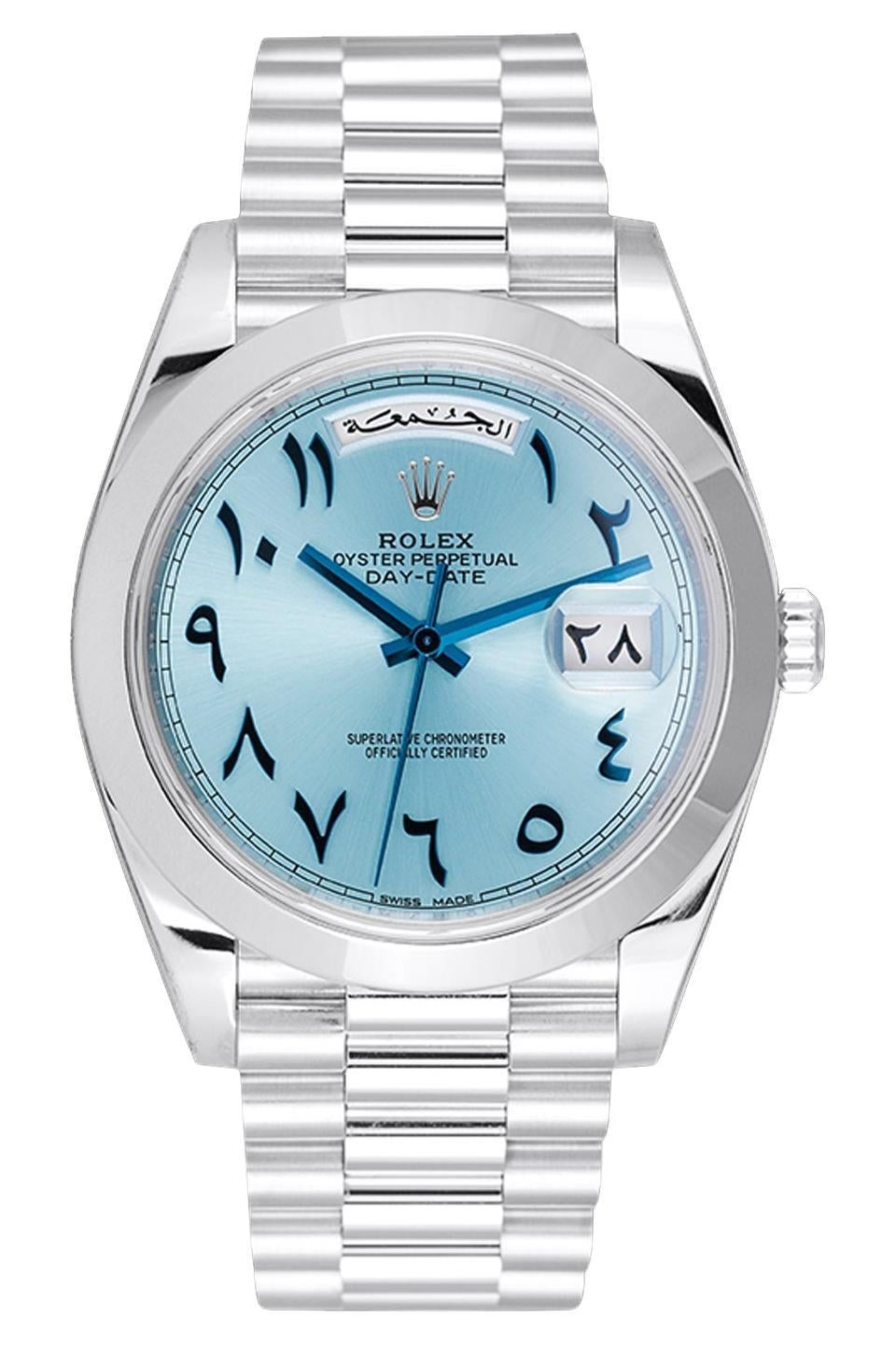 Rolex Day-Date President 40 Ice Blue Arabic Dial Platinum Watch 228206