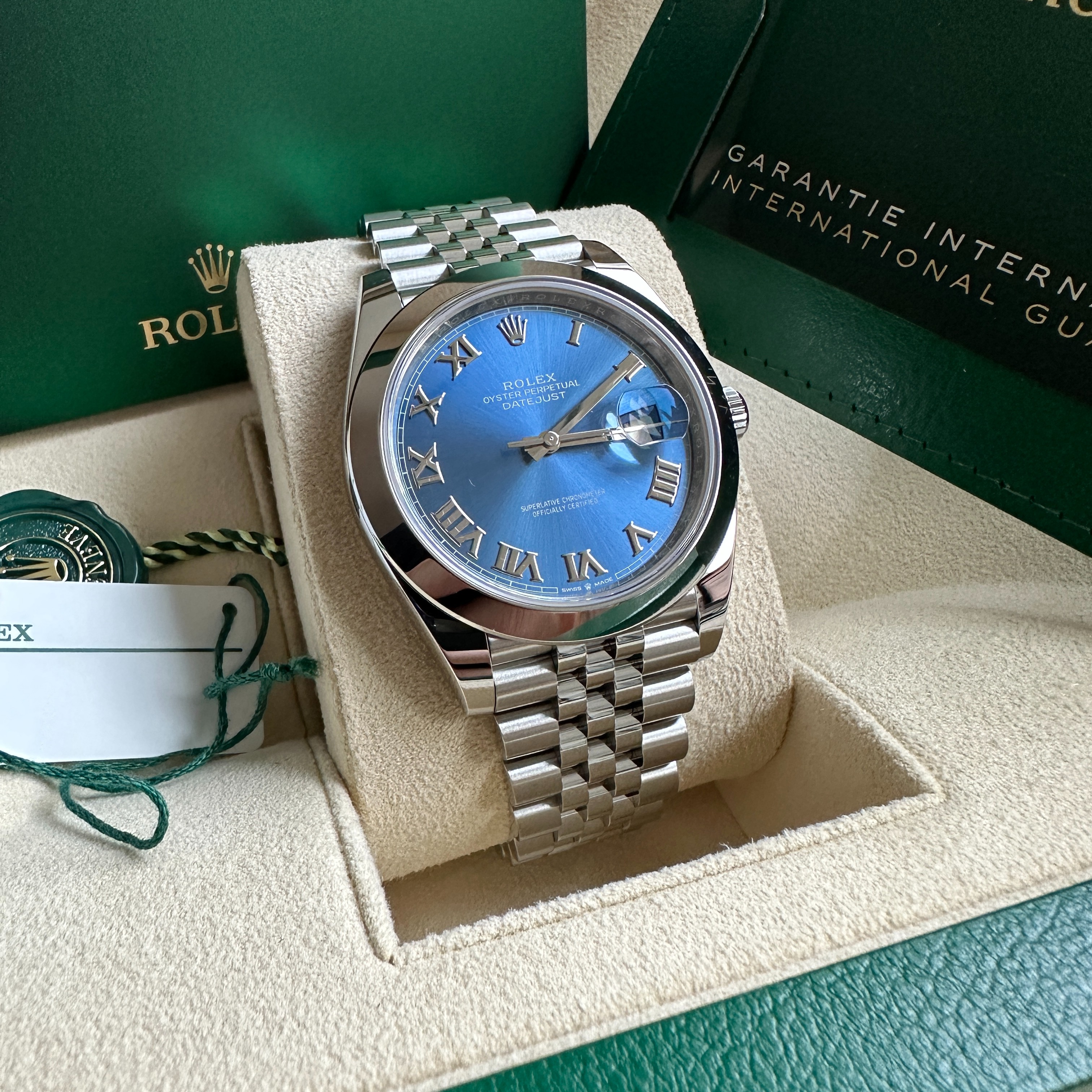 Rolex Datejust 41 Stainless Steel Blue Roman Dial Jubilee Bracelet Men's Watch M126300-0018