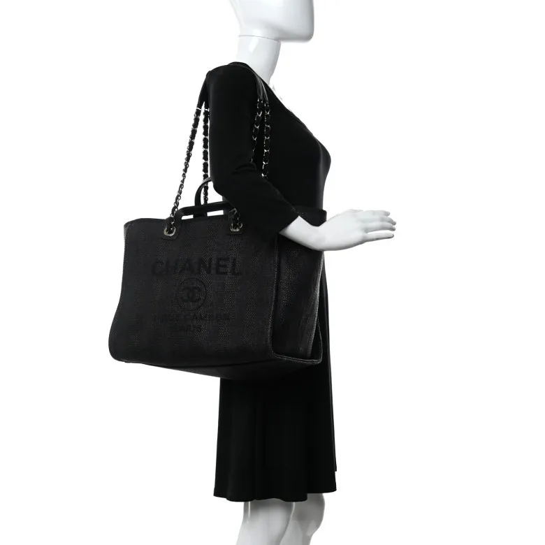 Chanel Canvas Large Deauville Pearl Tote Bag
