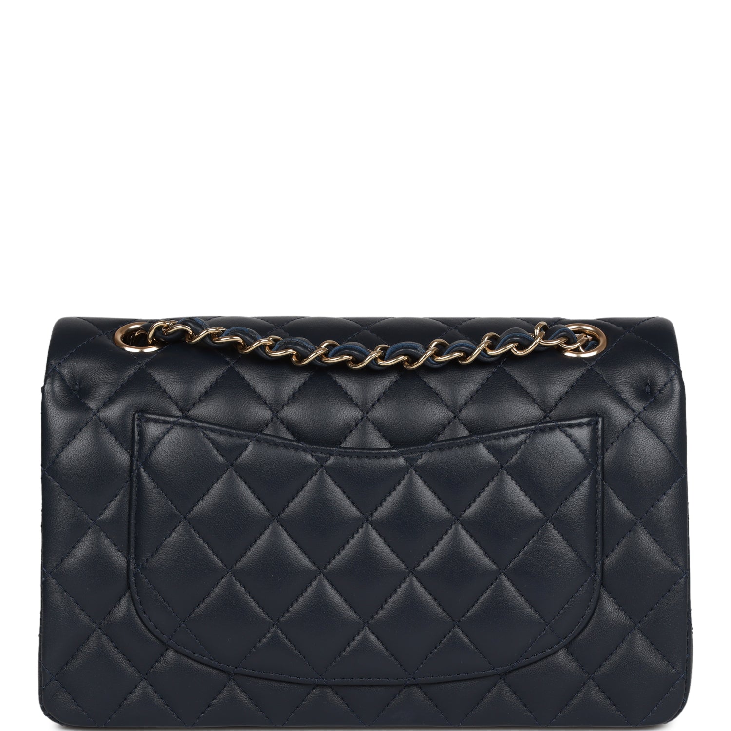 Chanel Small Classic Double Flap Navy Lambskin Light Gold Hardware
