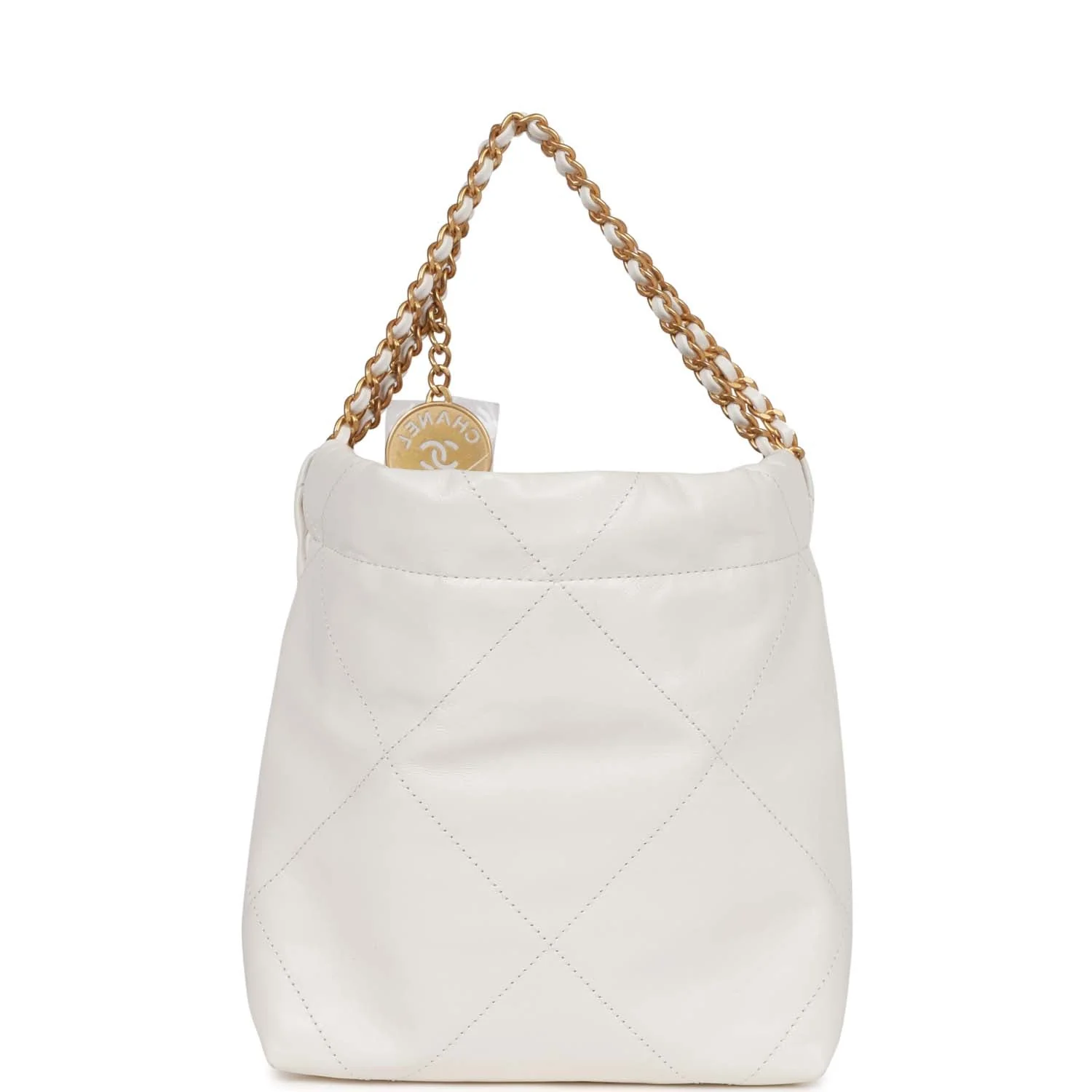 Chanel Mini 22 Bag White Calfskin Gold Hardware