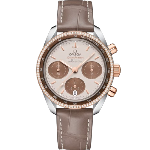 OMEGA SPEEDMASTER 38 38 MM, STEEL ‑ SEDNA™ GOLD ON LEATHER STRAP