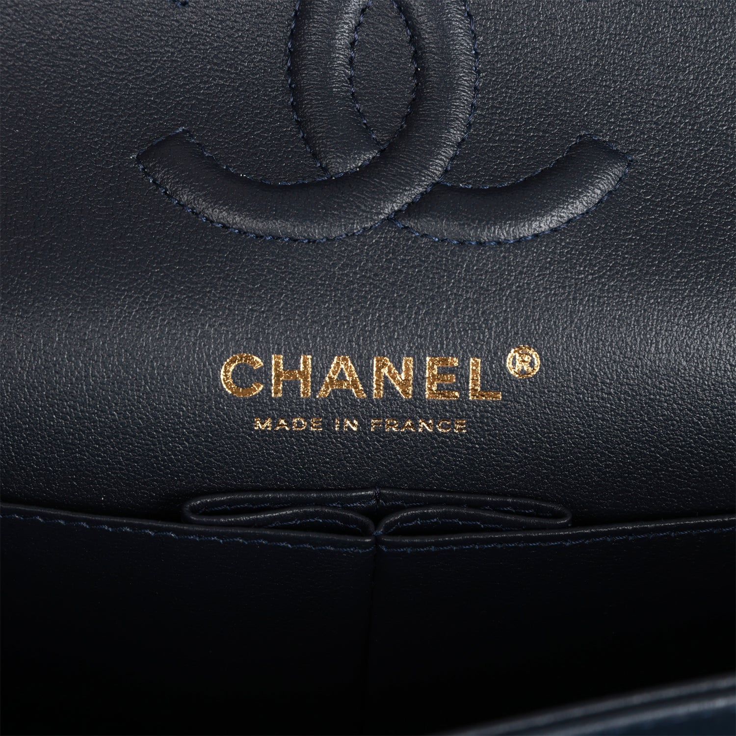 Chanel Classic Double Flap Royal Black Lambskin Light Gold Hardware