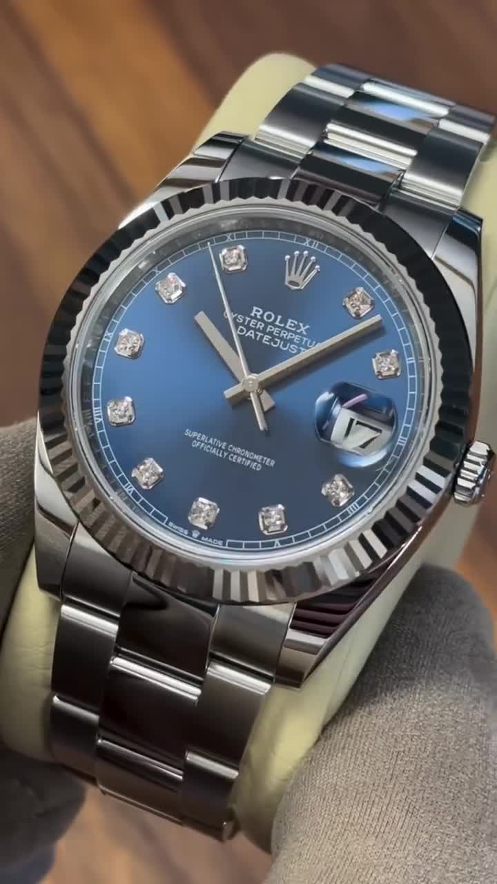 Rolex Datejust 36 Steel & White Gold Blue Diamond Dial Women's Watch M126234-0038