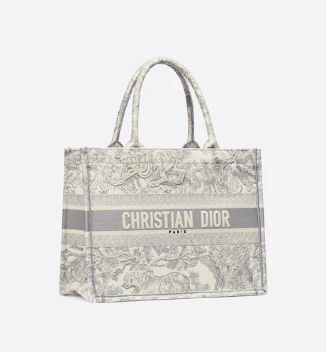 MEDIUM DIOR BOOK TOTE Gray Toile de Jouy Embroidery (36 x 27.5 x 16.5 cm)