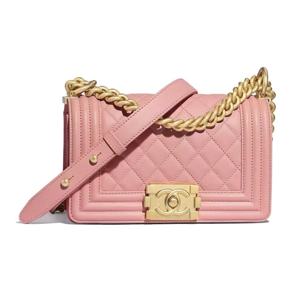 Chanel Medium Boy Bag Pink Caviar Aged Gold Hardware