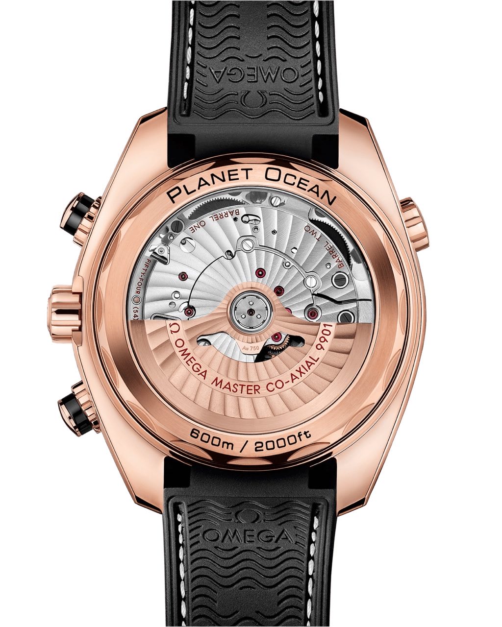 PLANET OCEAN 600M SEDNA™ GOLD ON LEATHER STRAP WITH RUBBER LINING 45.5mm