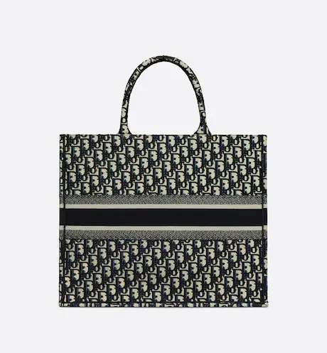 LARGE DIOR BOOK TOTE Blue Dior Oblique Embroidery (42 x 35 x 18.5 cm)