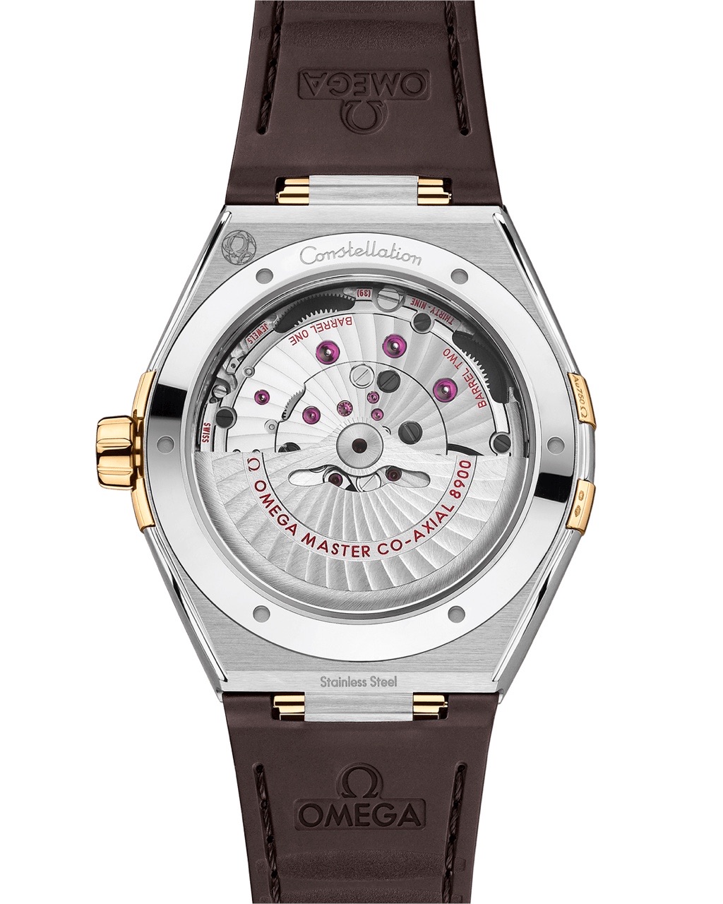 CONSTELLATION STEEL ‑ YELLOW GOLD ON LEATHER STRAP 41 MM