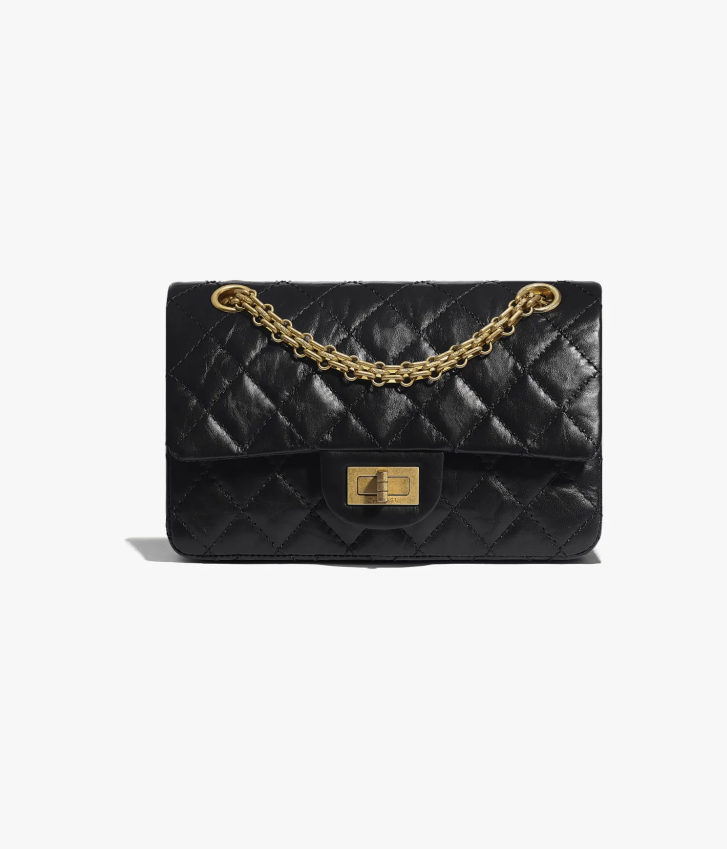 MINI 2.55 HANDBAG Aged Calfskin & Gold-Tone Metal Black  1