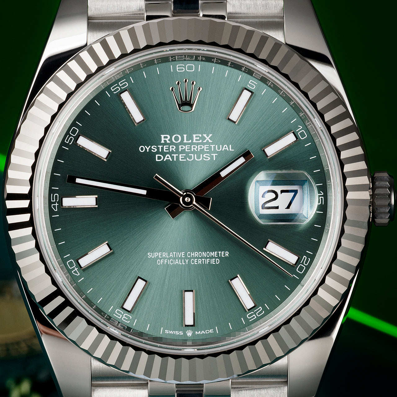 Rolex Datejust 41'Mint Green' 126334 Steel & White Gold