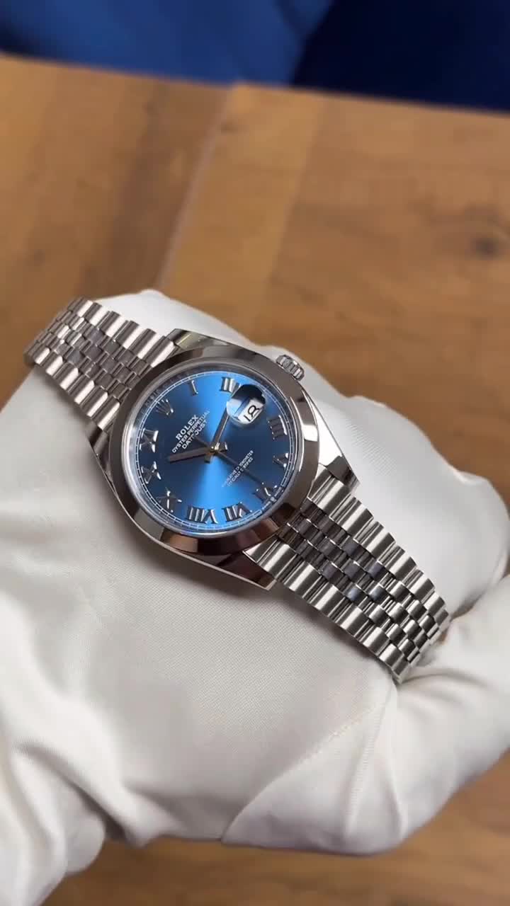 Rolex Datejust 41 Stainless Steel Blue Roman Dial Jubilee Bracelet Men's Watch M126300-0018