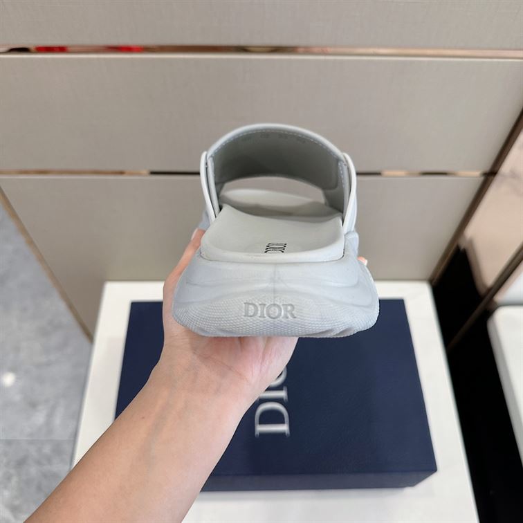 DIOR H-TOWN SANDAL GRAY RUBBER WITH BEIGE AND BLACK DIOR OBLIQUE JACQUARD – DS001