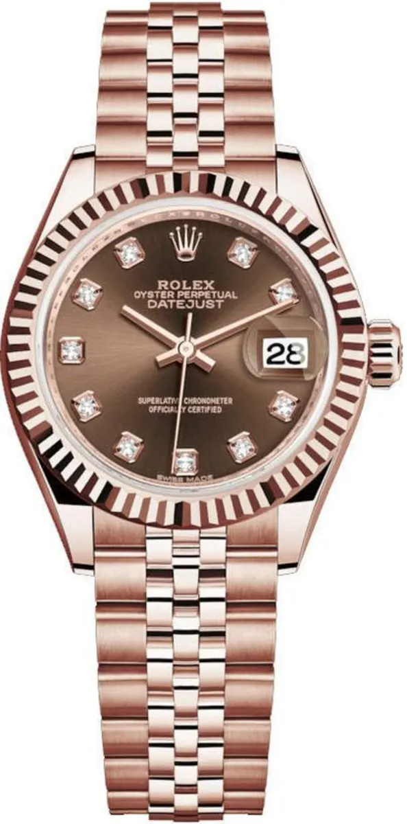 Rolex Lady-Datejust 28 Everose Gold Chocolate Diamond Dial Women's Watch M279175-0010