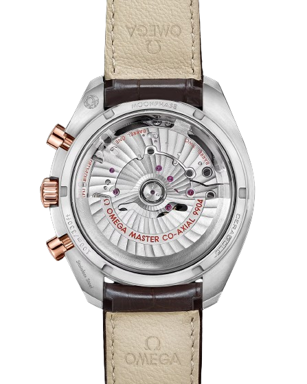 OMEGA SPEEDMASTER MOONPHASE 44.25 MM, STEEL ‑ SEDNA™ GOLD ON LEATHER STRAP