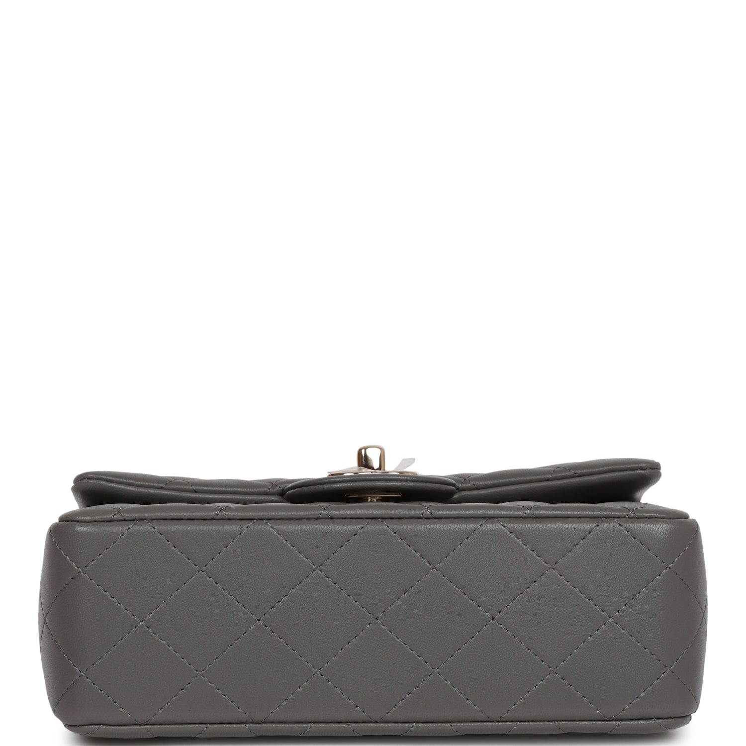 Chanel Mini Rectangular Flap Bag with Top Handle Dark Grey Lambskin Light Gold Hardware