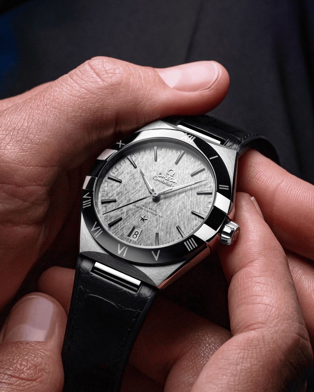 CONSTELLATION STEEL ON LEATHER STRAP 41 MM