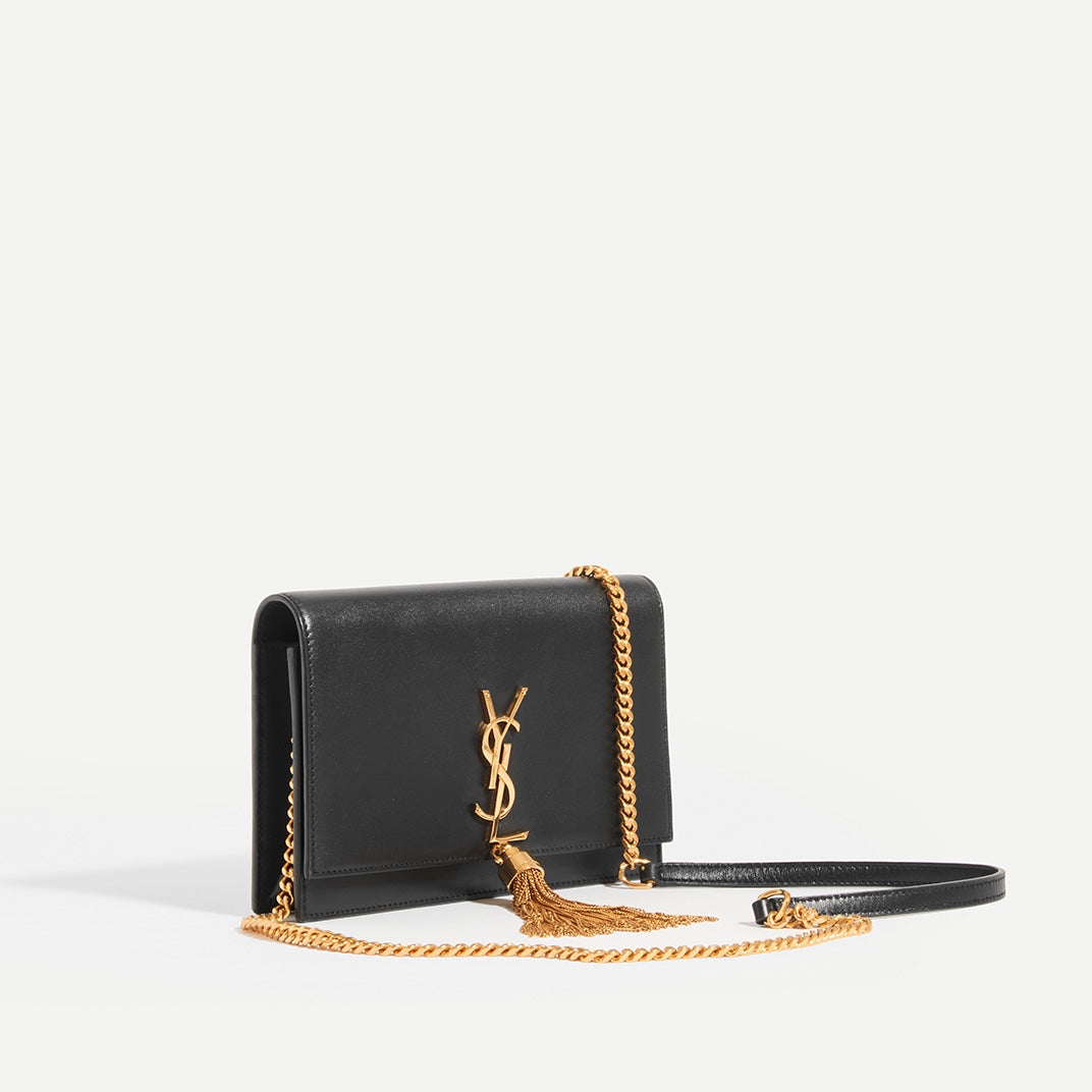 Kate Tassel Chain Wallet in Black