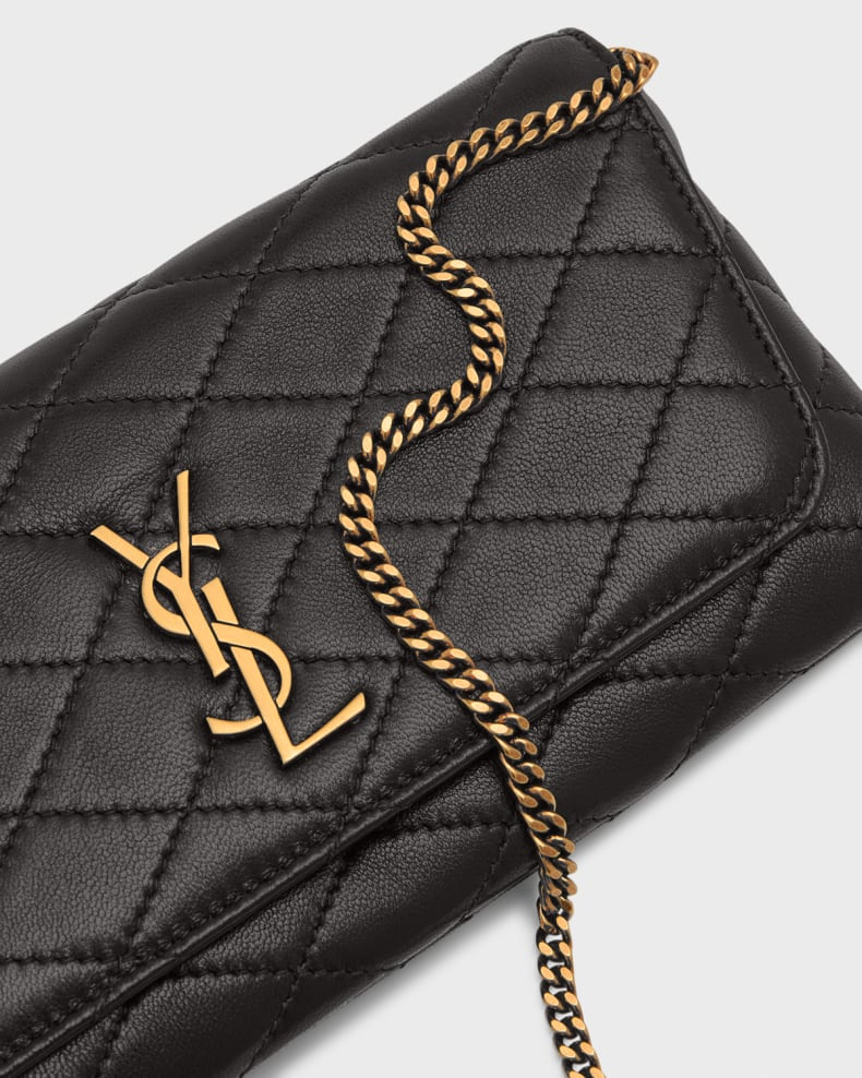 Gaby Phone Holder YSL Crossbody Bag in Quilted Smooth Leather