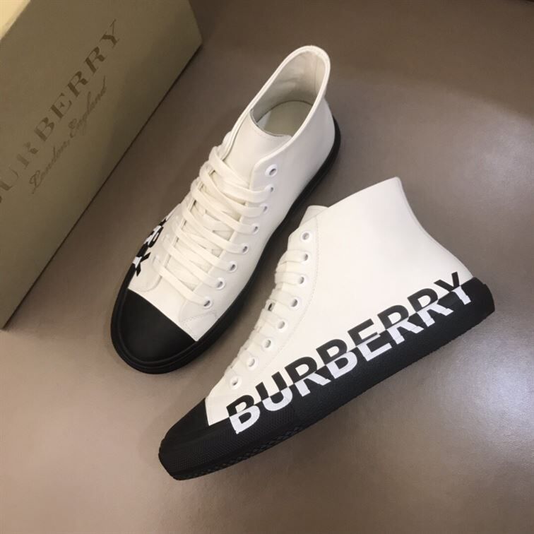 BURBERRY LOGO PRINT GABARDINE HIGH-TOP SNEAKERS – BBR029
