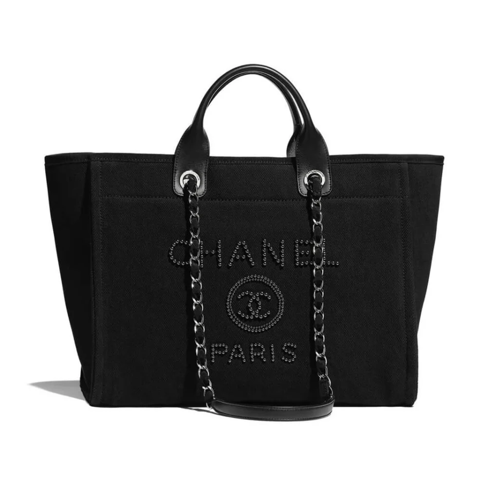 Chanel Canvas Large Deauville Pearl Tote Bag