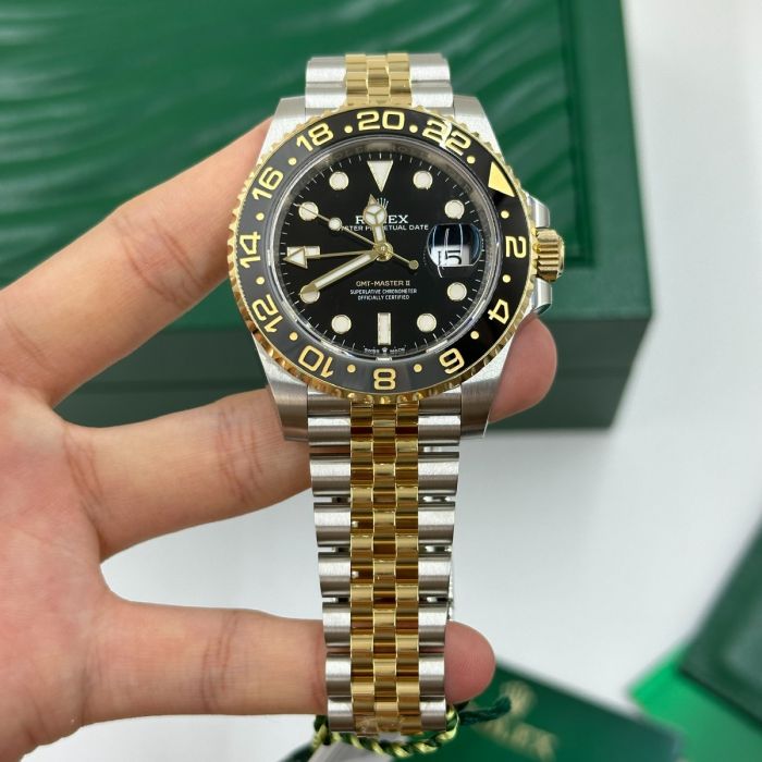 Rolex GMT Master ll Yellow Gold and Stainless Steel Black Dial Jubilee Bracelet Men's Watch M126713GRNR-0001
