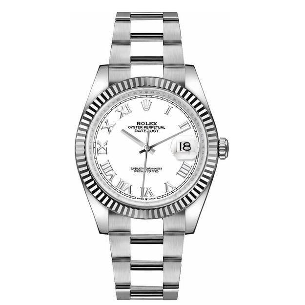 Rolex Datejust 36 18k White Gold Fluted Bezel Watch 126234-0026
