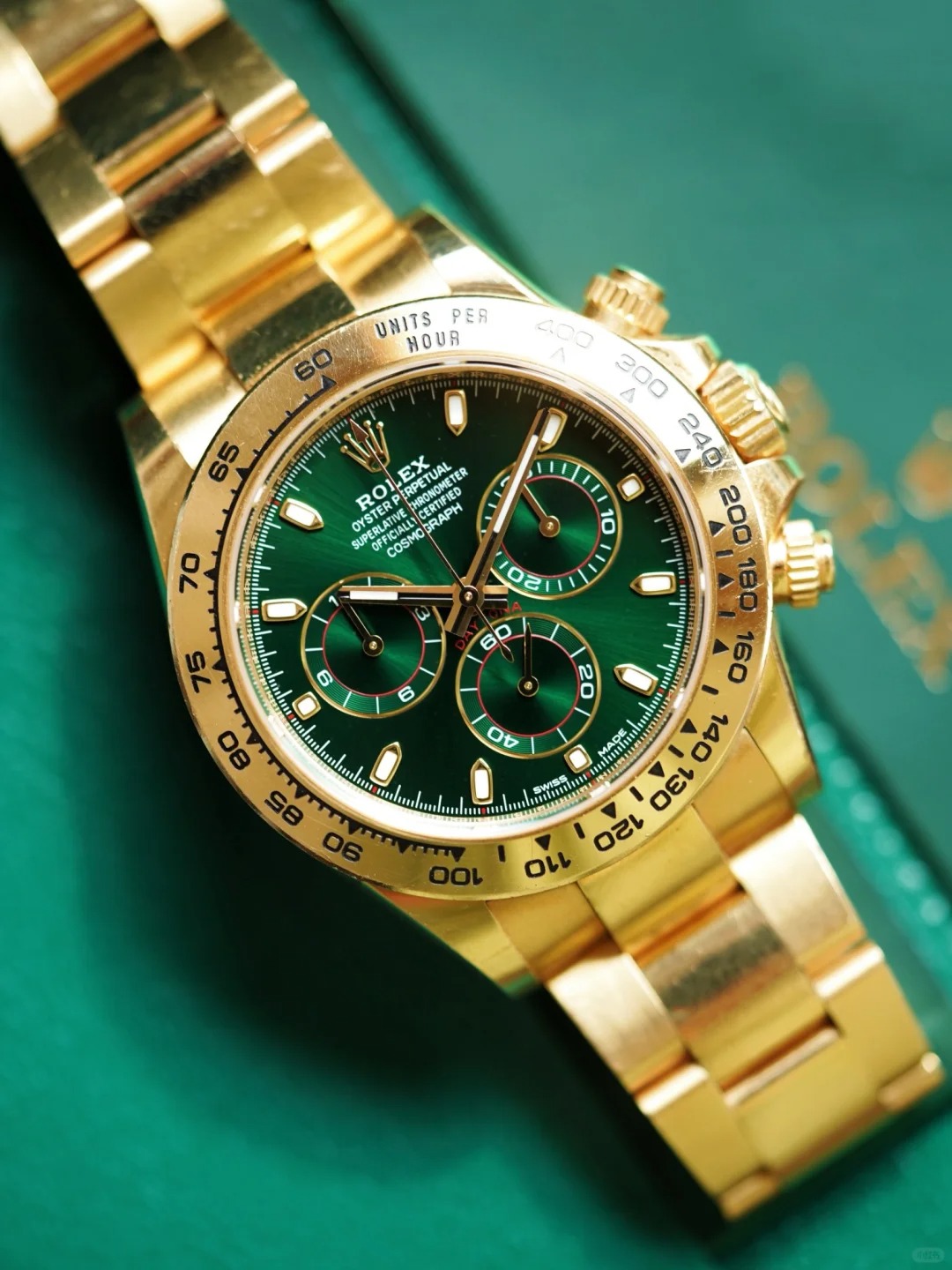 Rolex Cosmograph Daytona Oyster Yellow Gold Green Dial 116508-0013 Replica