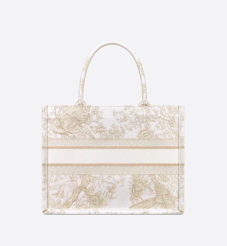 MEDIUM DIOR BOOK TOTE Dior Jardin d'Hiver Embroidery with Gold-Tone Metallic Thread (36 x 27.5 x 16.5 cm)