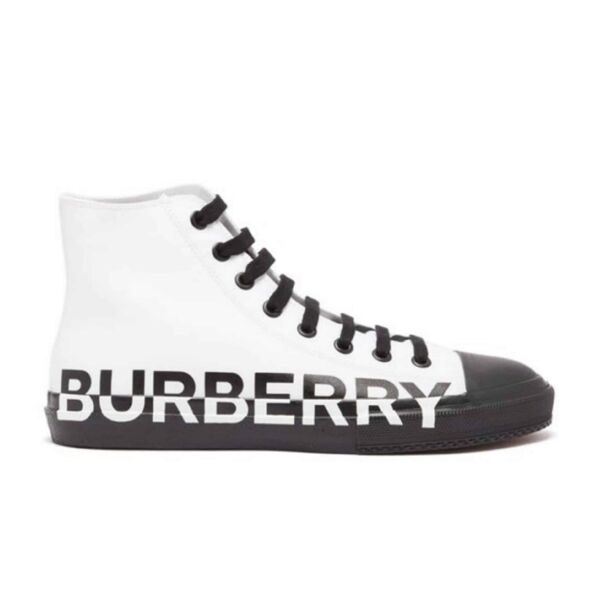BURBERRY LOGO PRINT GABARDINE HIGH-TOP SNEAKERS – BBR029