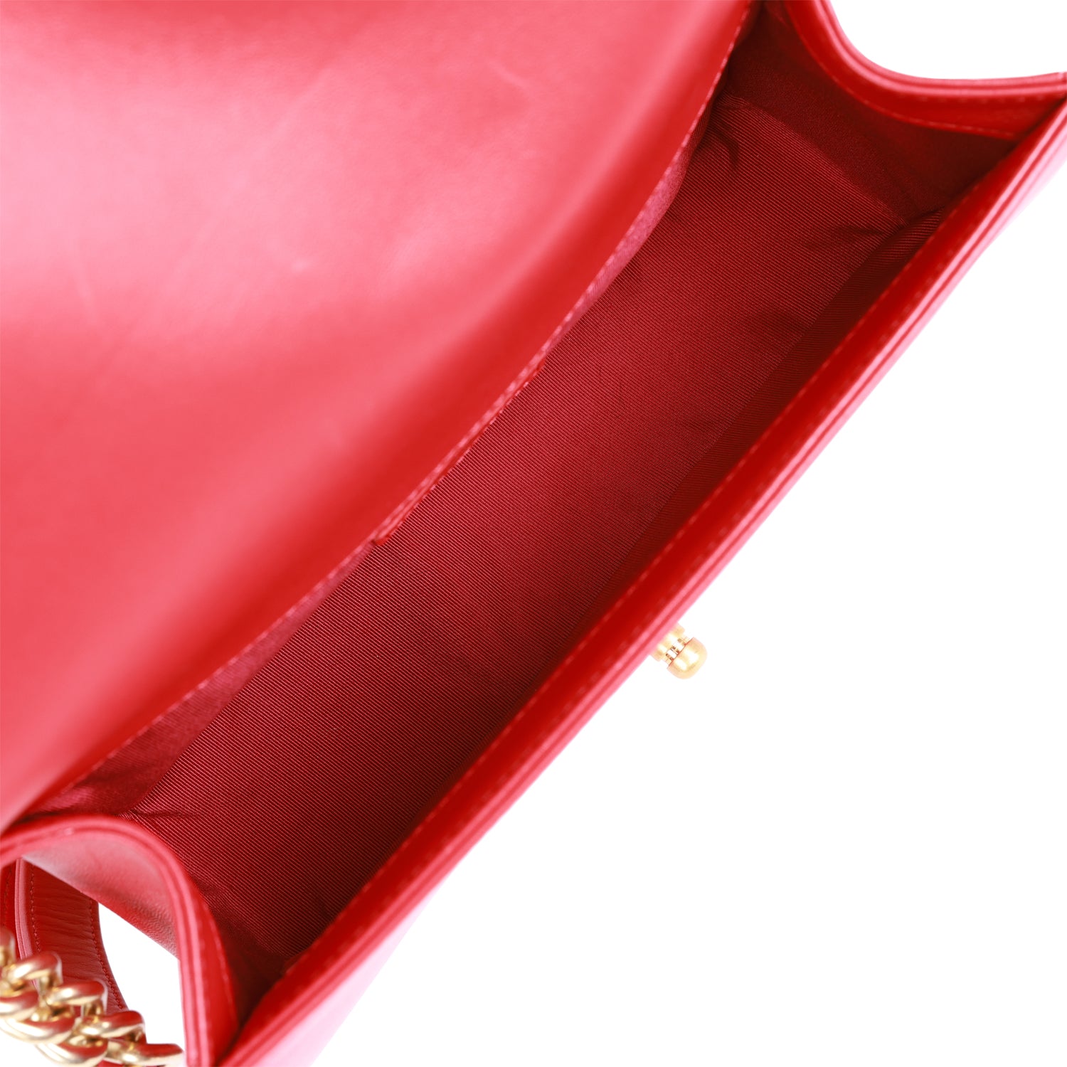 Chanel Medium Boy Bag Red Lambskin Antique Gold Hardware