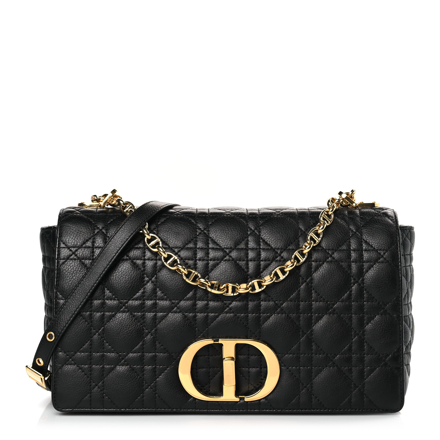 Grained Calfskin Cannage Large Caro Bag Black