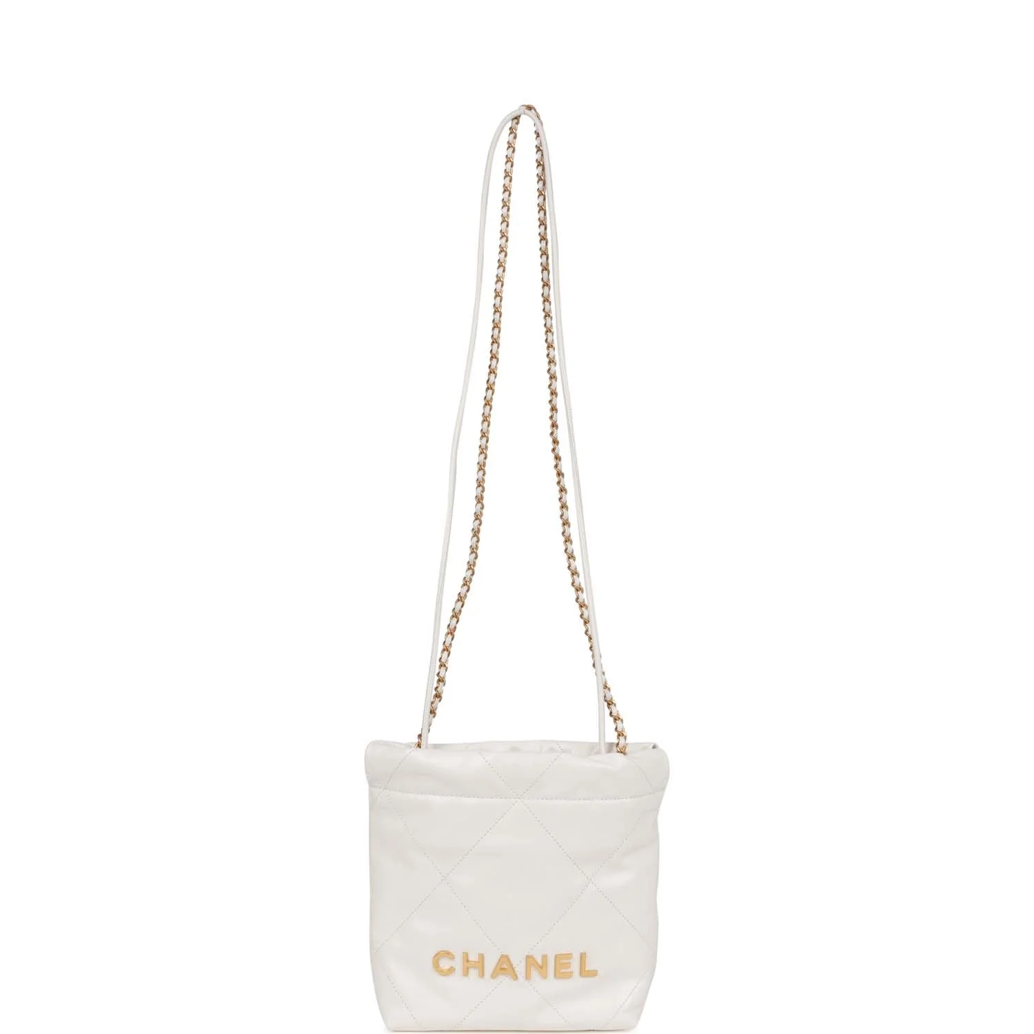 Chanel Mini 22 Bag White Calfskin Gold Hardware