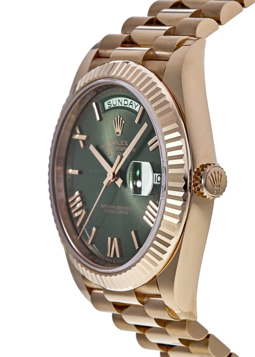 Rolex Day-Date 40 18k Everose Gold Olive Green Dial 60th Anniversary Men's Watch M228235-0025