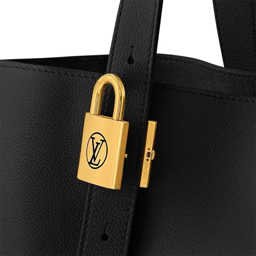 LOUIS VUITTON LOW KEY CABAS EMBLEM LEATHER TOTE IN BLACK