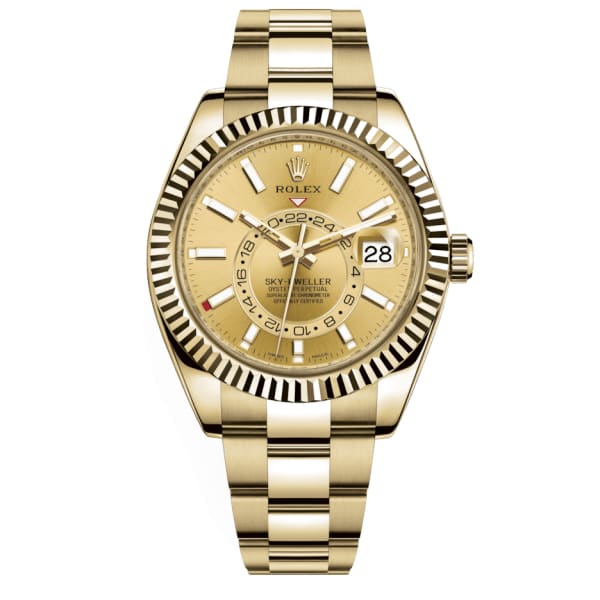 Rolex Sky-Dweller Champagne Dial, 18kt Yellow Gold Watch 330938-0003