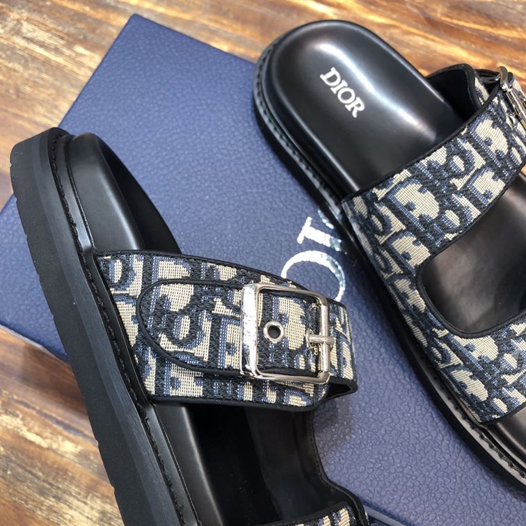 DIOR AQUA SANDAL BEIGE AND BLACK DIOR OBLIQUE JACQUARD – DS008