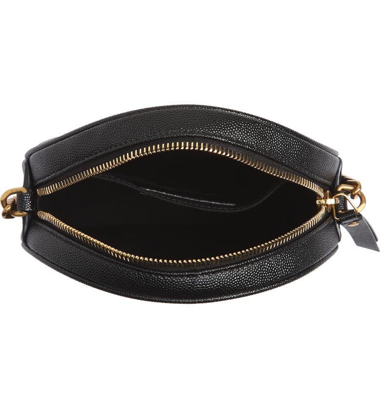 YSL Vinyle Round Camera Bag in Chevron-Quilted Grain de Poudre Embossed Leather