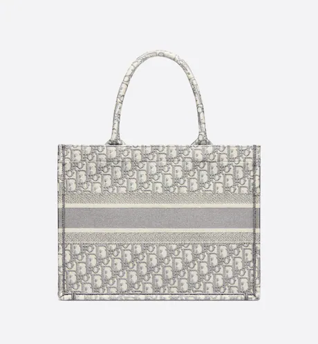 MEDIUM DIOR BOOK TOTE Gray Dior Oblique Embroidery (36 x 27.5 x 16.5 cm)