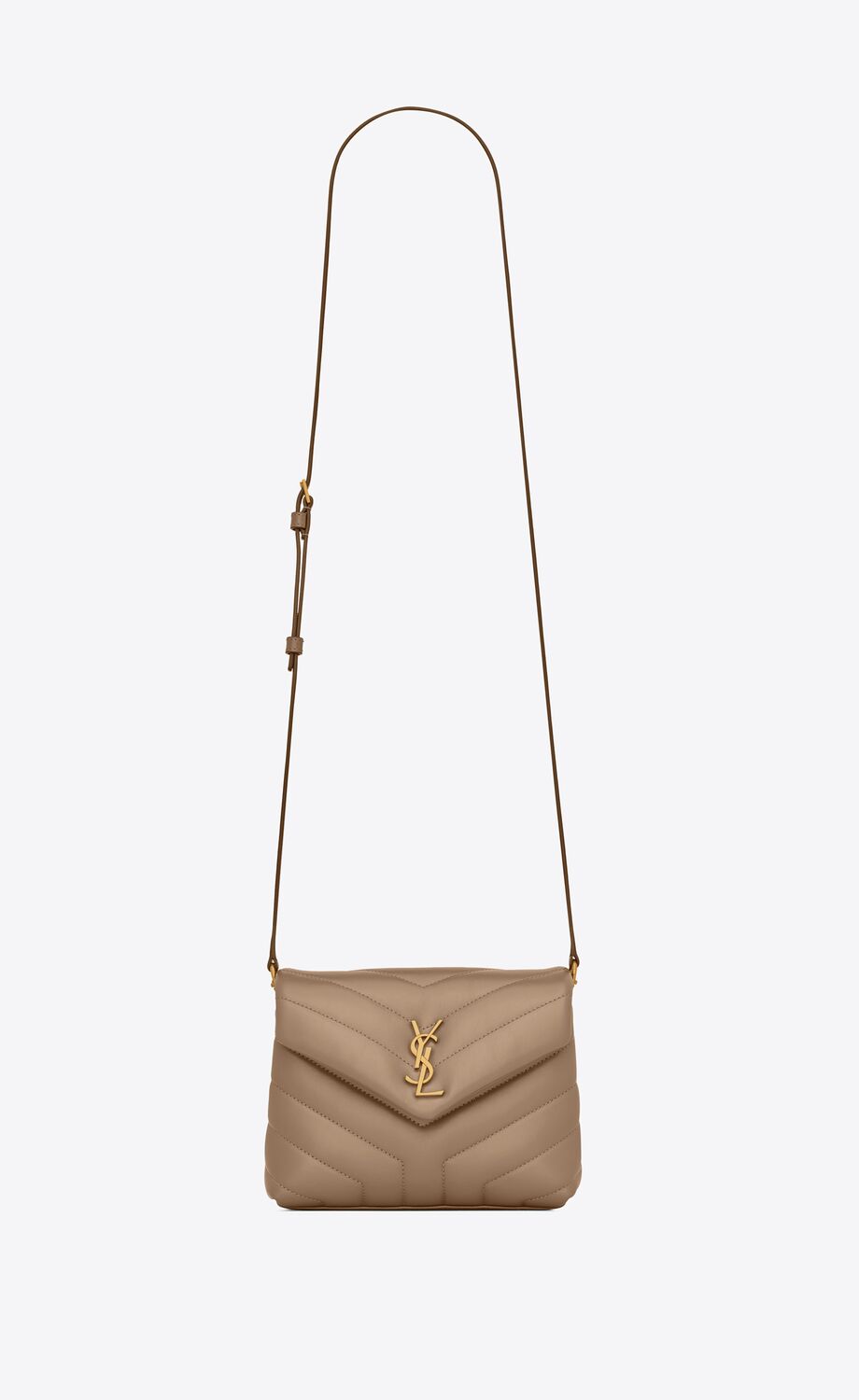 YSL Loulou Toy Bag in Matelasse Y Leather in Greyish Brown