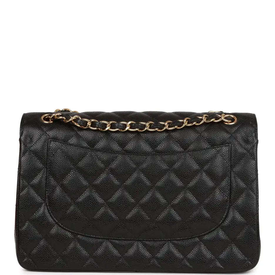 Chanel Jumbo Classic Double Flap Bag Black Caviar Gold Hardware