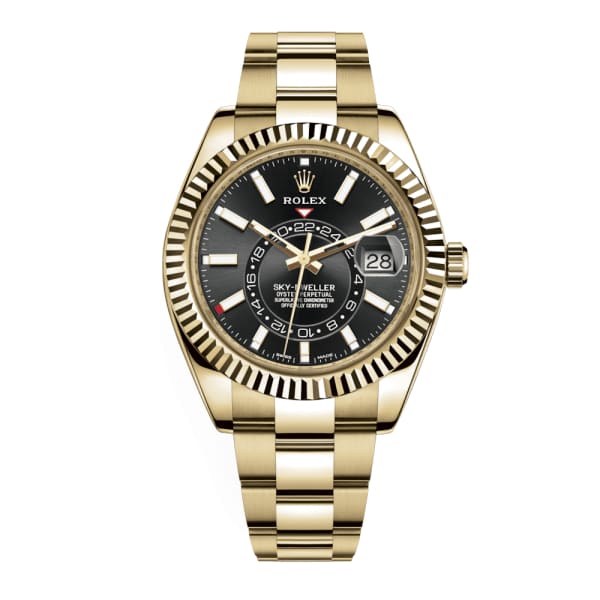 Rolex Sky-Dweller Black Dial Automatic 18kt Yellow Gold Watch 326938-0004