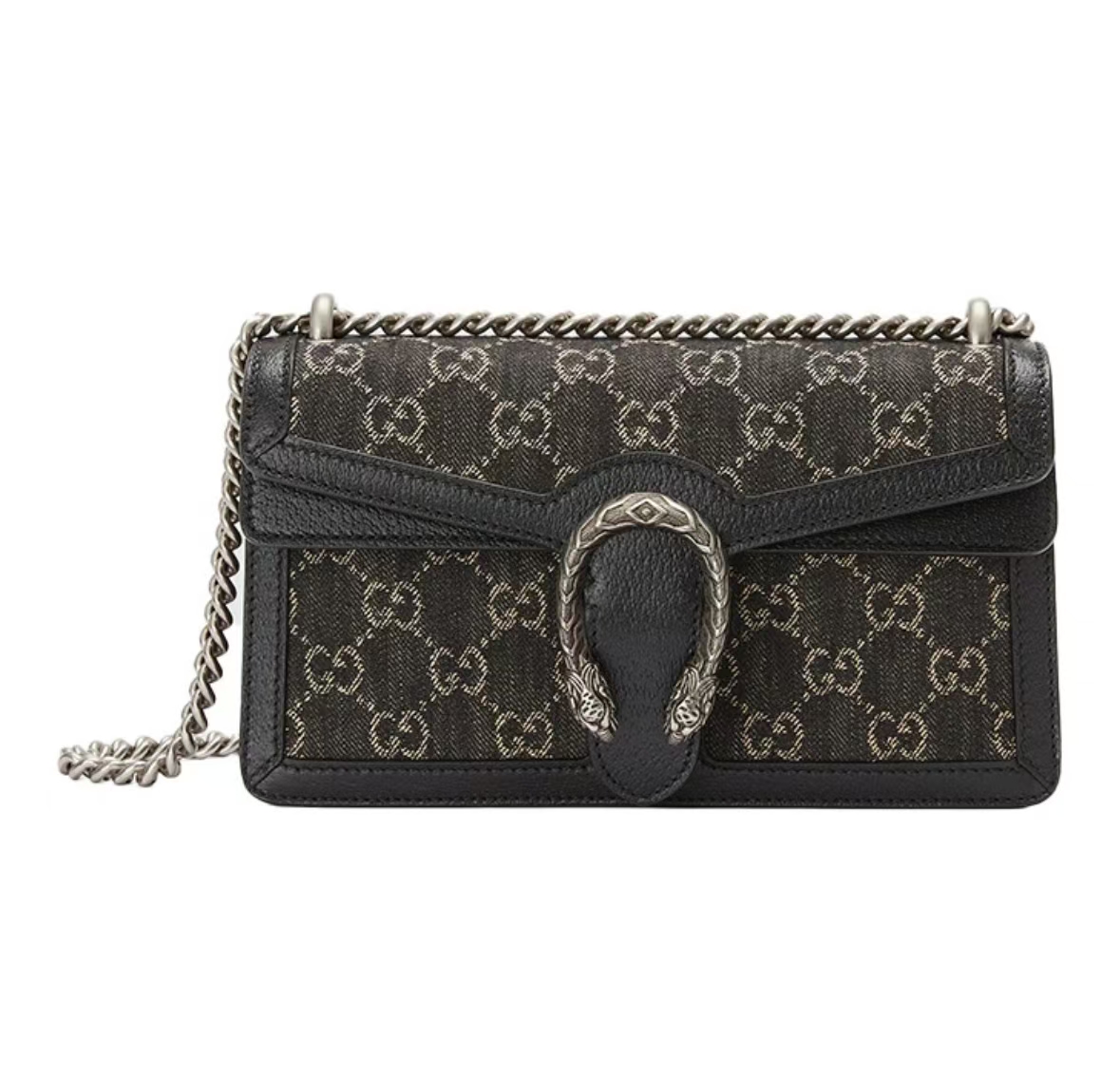 GUCCI DIONYSUS DENIM CHAIN BAG in Black Denim)